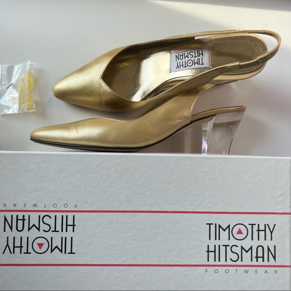 Timothy Hitsman Shoes - Timothy Hitsman Vintage Clear Heel Gold pointy toe sling back pump 7.5